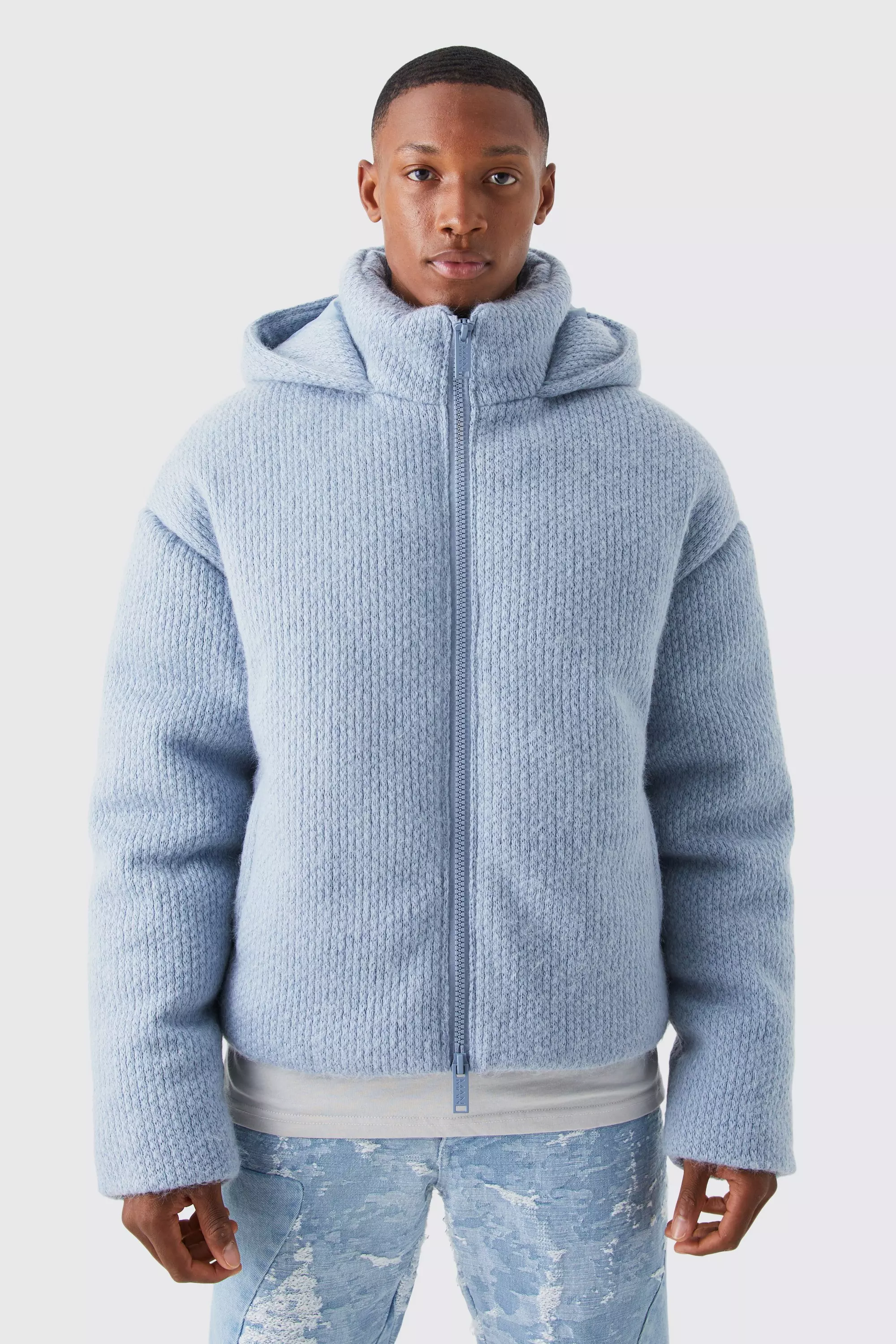 Light blue outlet teddy bear jacket